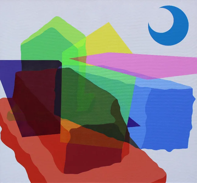 Stone Cube No. 2, 2018, 150x160 cm, acrylic on canvas
